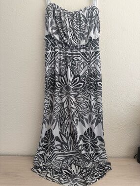 Bisou Bisou Black and White Strapless Maxi Dress